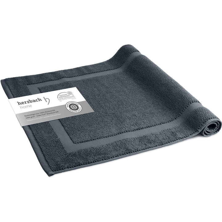 herzbach home Badvorleger 100% Baumwolle | Duschvorleger | 1.000 g/m² | Saugfähig | Waschbar (Anthra