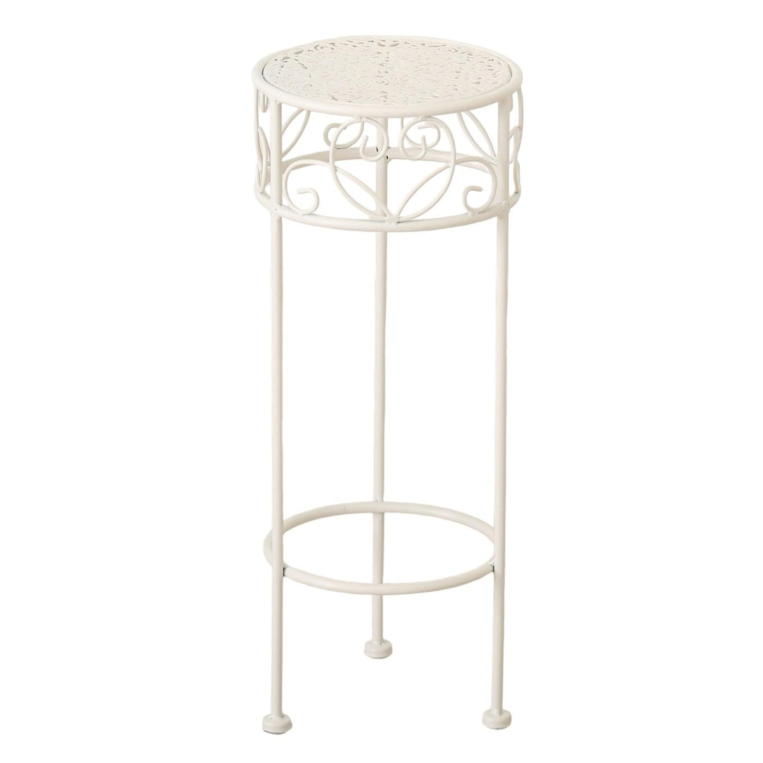 Hoher Beistelltisch weiss Metall Telefontisch Pflanzentisch Blumenständer Tisch (Klein 20 x 50 cm),