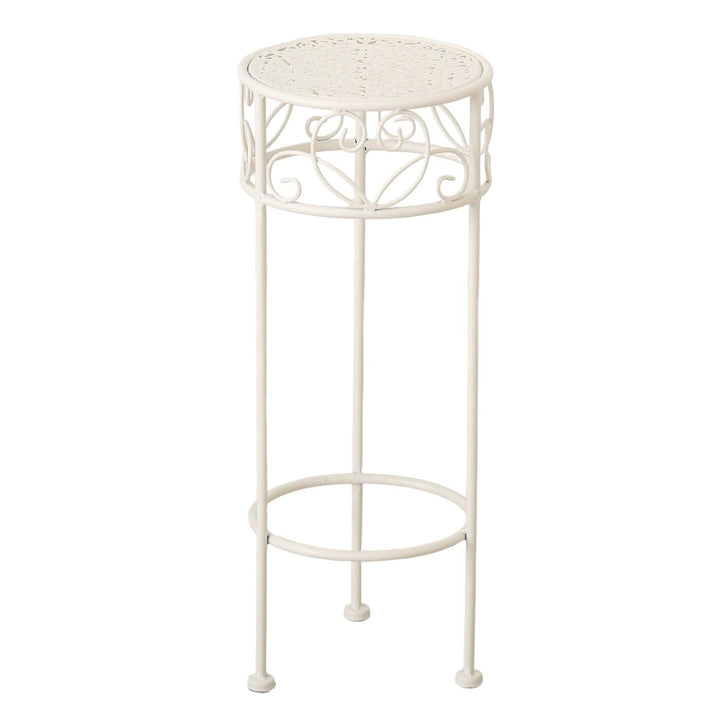 Hoher Beistelltisch weiss Metall Telefontisch Pflanzentisch Blumenständer Tisch (Klein 20 x 50 cm),