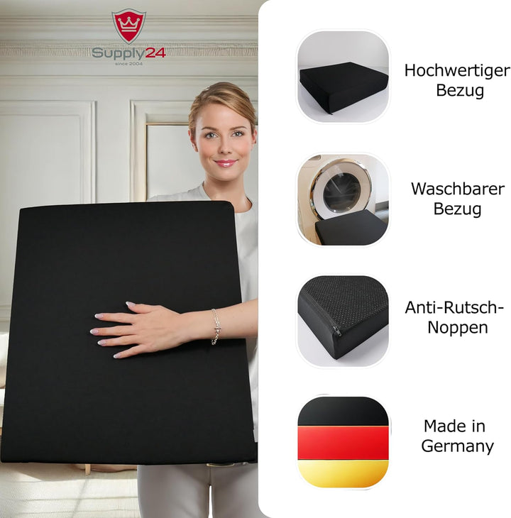 Gel Gelschaum Sitzkissen Anti Dekubitus Sitzpolster 52 x 45 x 10 cm Schwarz Memory Foam Für Rollstuh