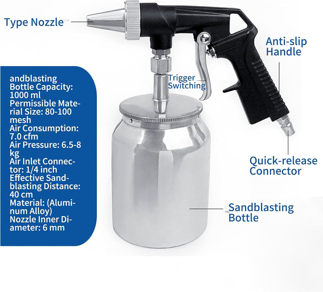 Pneumatic Sand, High Pressure Cleaner, Abrasive Media Sprayer, Rust Paint Removal Tool with Precisio