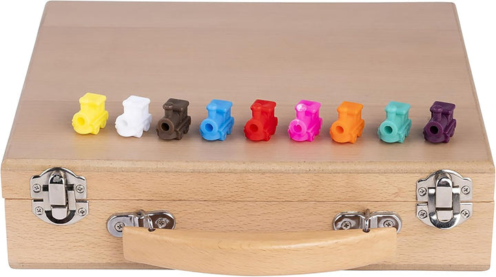 Engelhart - 250150 - Mexikanischer Dominozug D12 - Mexican Train Domino mit hochwertigem Holz Koffer