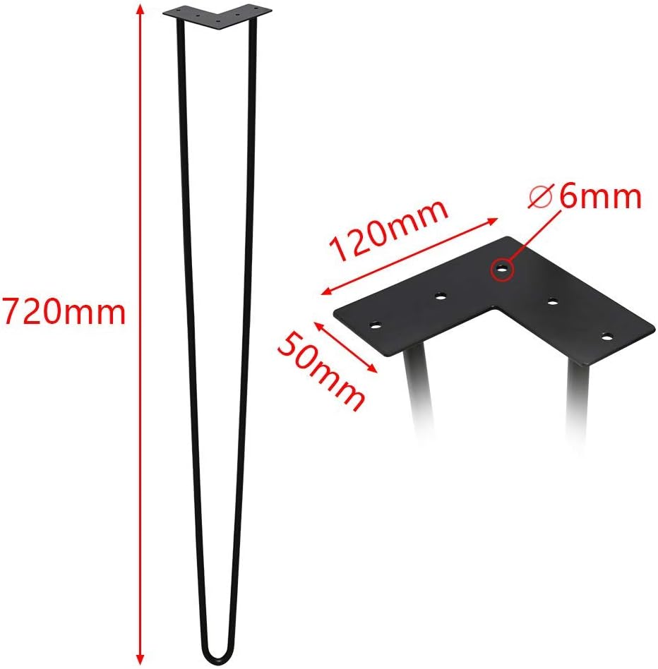 Einfeben Hairpin Legs, 4er Set Doppelstab Metall Haarnadel Tischbein, Stahl Haarnadelbeine mit Gummi