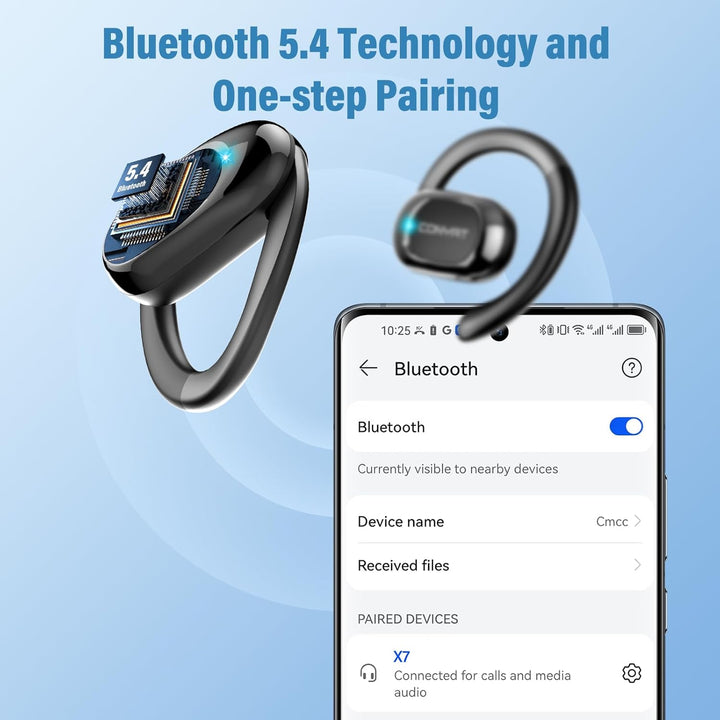 Open Ear Kopfhörer Sport, 2025 Bluetooth 5.4 Ohrhörer, Open Ear Headphones mit ENC, 58H Spielzeit, B