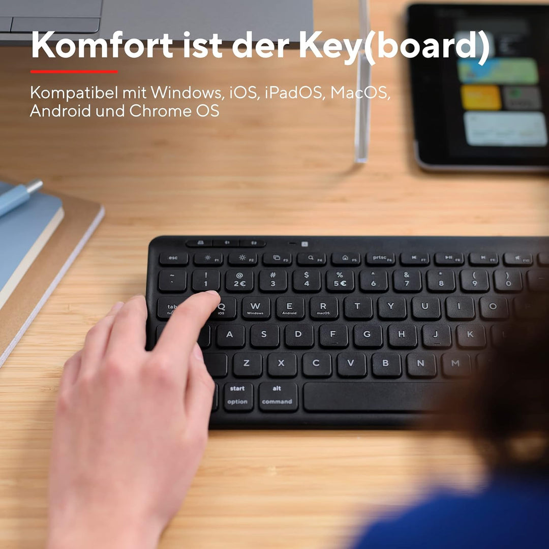 Trust Lyra Bluetooth Tastatur Maus Set Kabellos, QWERTZ-Layout, 84% Recyclingkunststoff, Wiederaufla