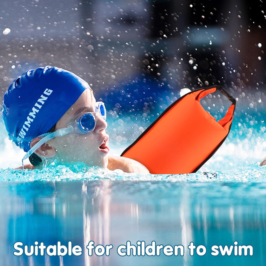 Schwimmboje, 20L Trockensack, Zwei Kammern, Aufblasbare Schwimmhilfe mit Wasserdichter Handytasche,
