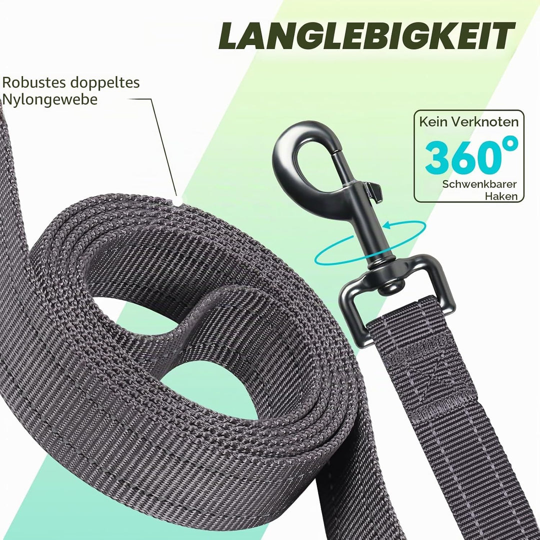 VIVAGLORY Twingrip Führleine Hund, Leine Hund Hausleine Joggingleine, Hundeleine mit 2 Griffen Doppe
