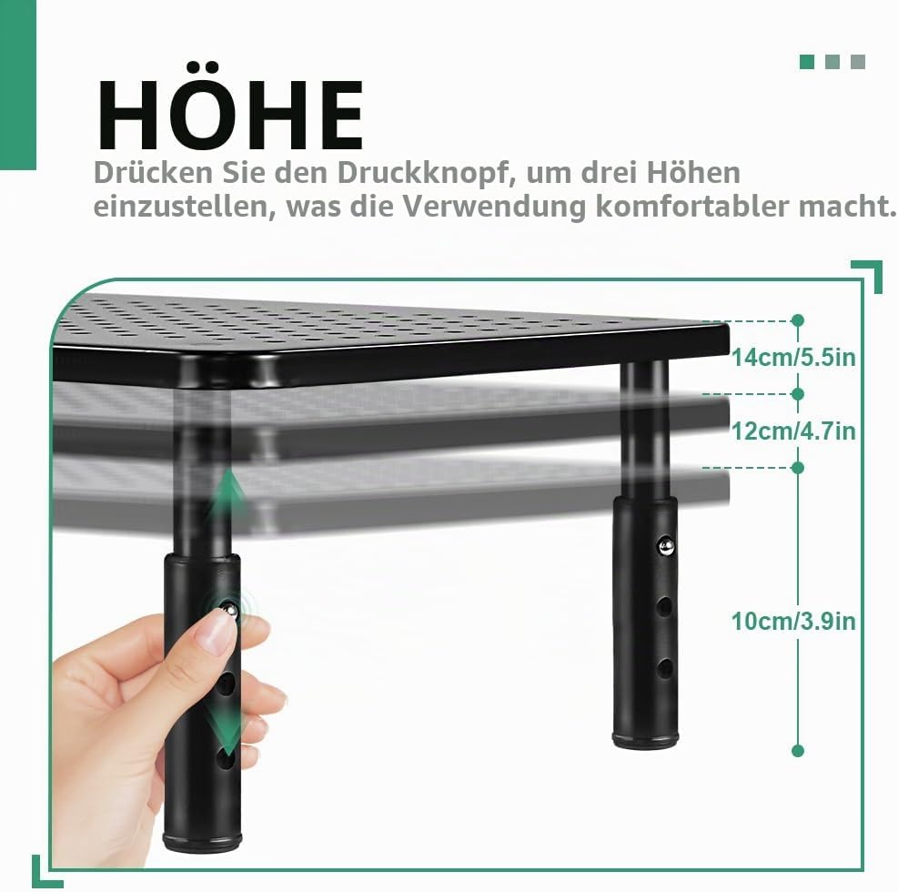 FURWOO 2er-Pack Laptop-Ständer Schreibtisch-Monitorständer für Computer Drucker Notebook 3-fach höhe