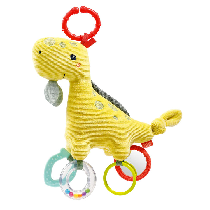Fehn Activity Spielzeug Dino - Motorikspielzeug mit Befestigungsring - Baby Spieltier mit Greif Elem