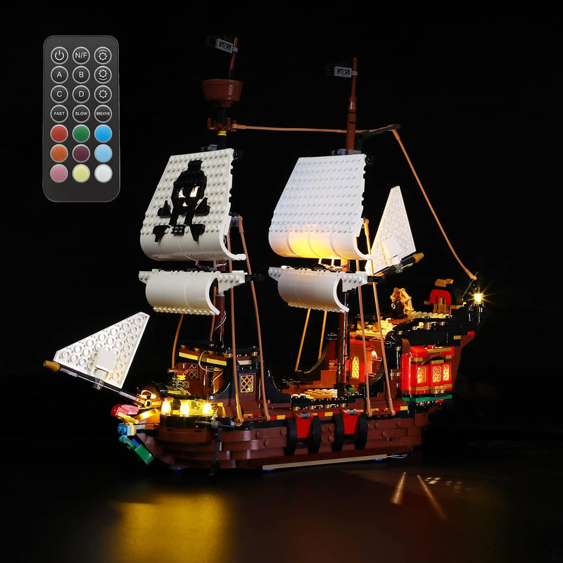 GEAMENT LED Licht-Set (Fernbedienung) Kompatibel mit Lego Piratenschiff (Pirate Ship) - Beleuchtungs