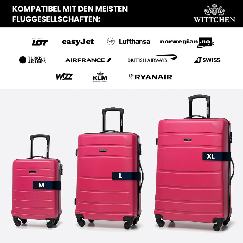 WITTCHEN Mittlerer Koffer Trolley Koffer Reisekoffer aus ABS Hartschalen Trolley 4 Rollen Kombinatio