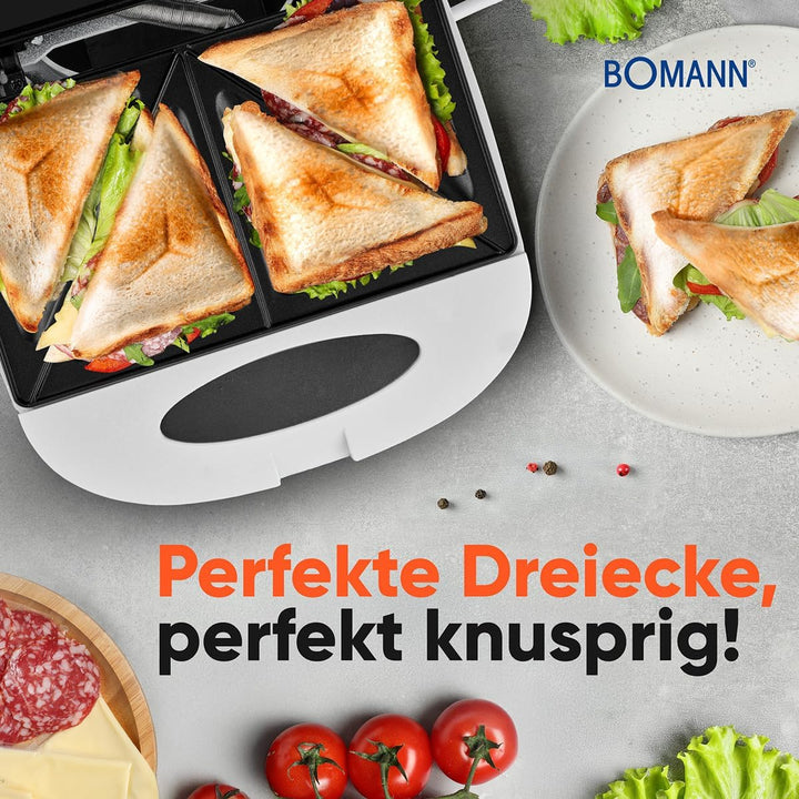 Bomann® Sandwichmaker | für dreieckige Sandwichplatten | Sandwichtoaster mit Antihaftbeschichtung |