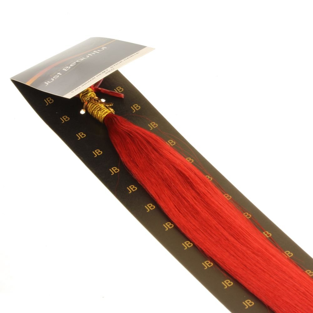 hair2heart 100 x Microring I-Tip Extensions aus Echthaar, 50cm, 1g Strähnen, glatt - Farbe rot, rot