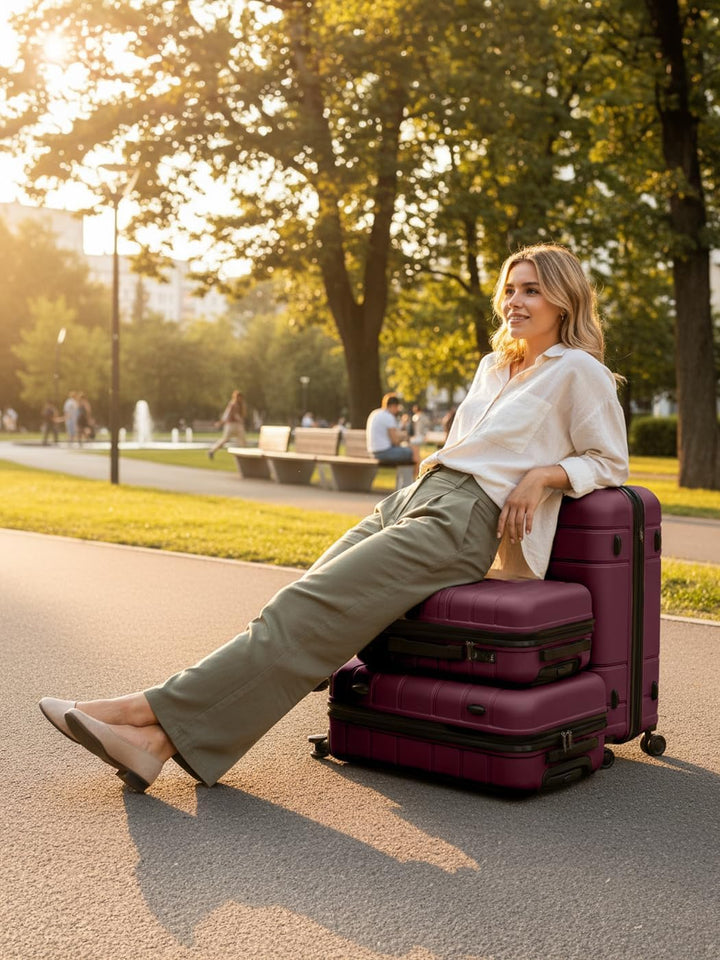 REDOLZ Hartschalen Koffer-Set 3-teilig | alle Koffer 6 cm Dehnfalte | aus hochwertigem, leichtem Pol