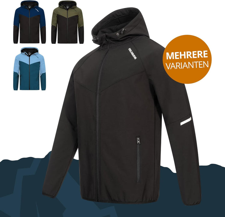 Kirkjubøur® Herren SOFTSHELLjacke 10.000 mm Wassersäule mit Kapuze und Fleecefutter, atmungsaktiv un