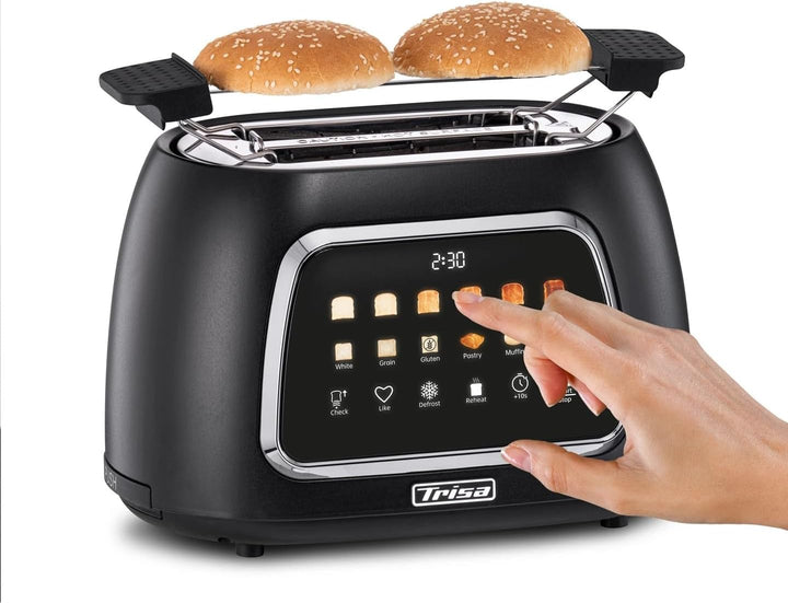 Trisa Toast IT! Digitaler Toaster 2 Scheiben 800W – Moderner Touchscreen Toaster mit Brötchenaufsatz