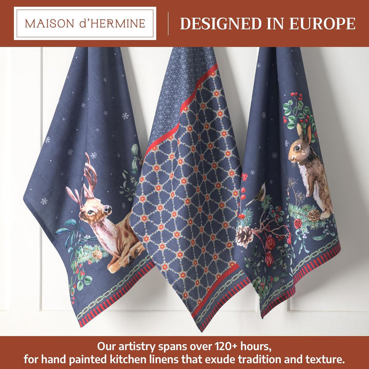 Maison d'Hermine Küchenhandtücher 3er-Set 100% Baumwolle 70 cm x 50 cm Wiederverwendbare Geschirrtüc