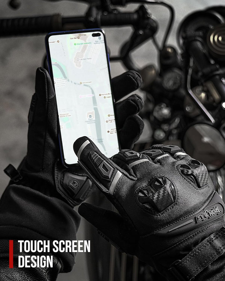 Grapelet Motorradhandschuhe Winter,Winddichte wasserdichte Motorrad Handschuhe für Herren,Touchscree