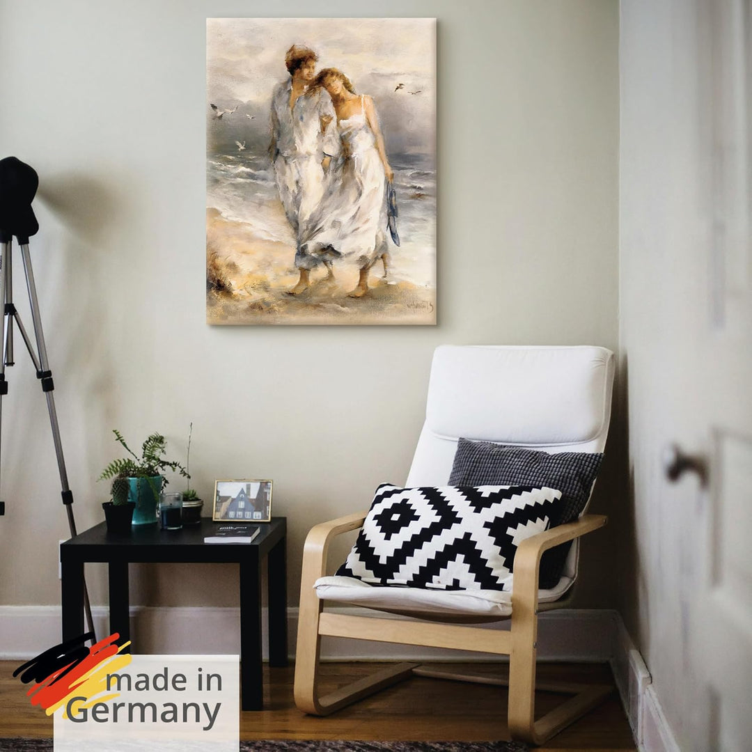ARTland Leinwandbilder Wandbild Bild auf Leinwand 45x60 cm Wanddeko Paar Liebespaar Strand Meer Küst