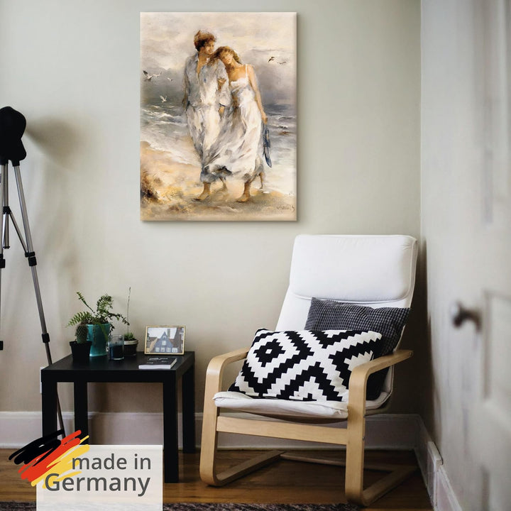 ARTland Leinwandbilder Wandbild Bild auf Leinwand 45x60 cm Wanddeko Paar Liebespaar Strand Meer Küst