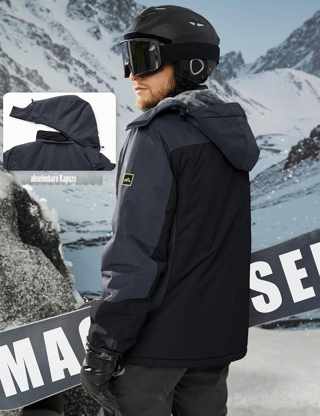 MAGCOMSEN Winterjacke Herren Warm Gefüttert Skijacke Wasserdicht Regenjacke Snowboardjacke Outdoor F