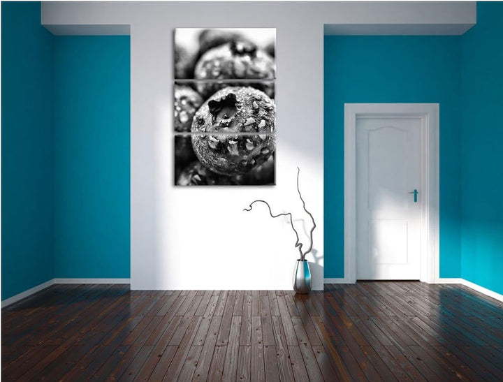 Pixxprint fruchtige Heidelbeeren als Leinwandbild/Grösse: 3 Teilig (120x80) / Wandbild/Kunstdruck/fe