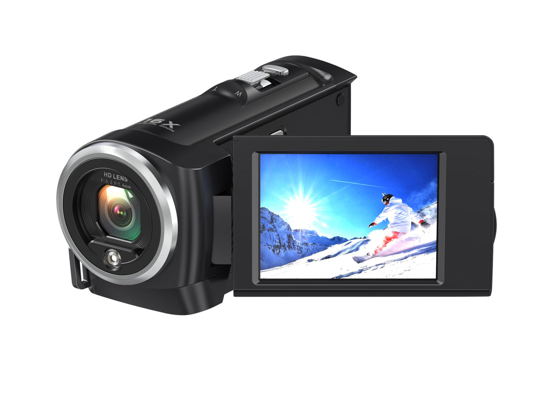 Videokamera 2.7K 56MP Camcorder 16X Digitalzoom Vlogging Camera mit LED-Fülllicht für YouTube, 2.8"