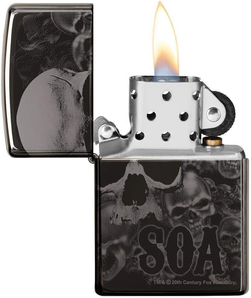 Zippo 49192 Unisex-Erwachsene Sons of Anarchy Skulls Pocket Classic Lighter, Black Ice 360 Design, E