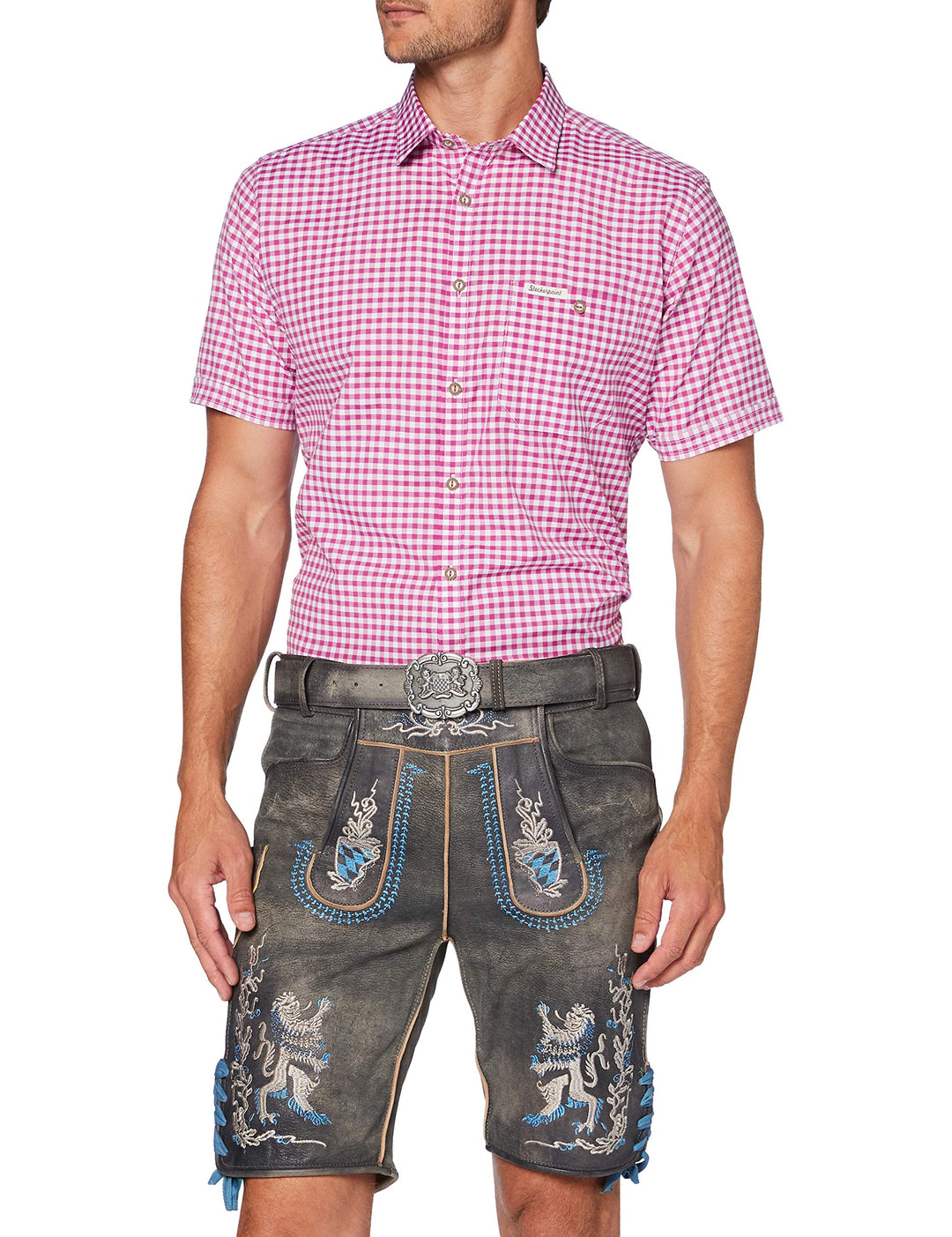 Stockerpoint Herren Hose Bayern Bua Lederhose 42 Grau (Grau Antik Gespeckt Grau Antik Gespeckt), 42