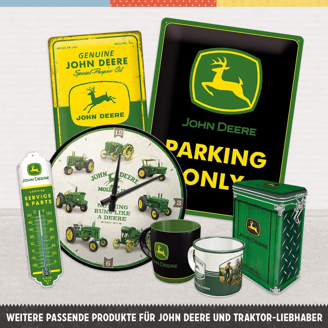 Nostalgic-Art Retro Wanduhr, Ø 31 cm, John Deere – Parts & Service – Geschenk-Idee für Traktor-Fans,