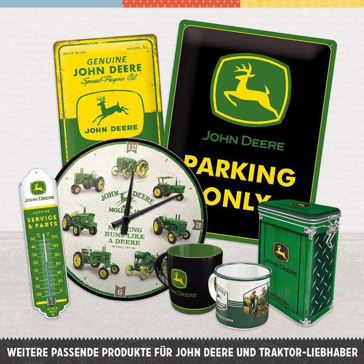 Nostalgic-Art Retro Wanduhr, Ø 31 cm, John Deere – Parts & Service – Geschenk-Idee für Traktor-Fans,