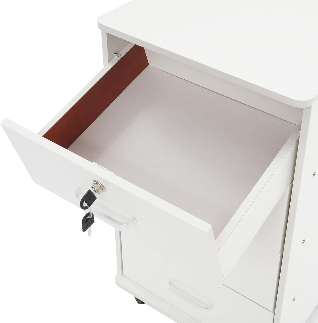 Aktenschrank Unter dem Schreibtisch 37x34x65cm mit 4 Abschliessbaren Schubladen & Universalrollen mi