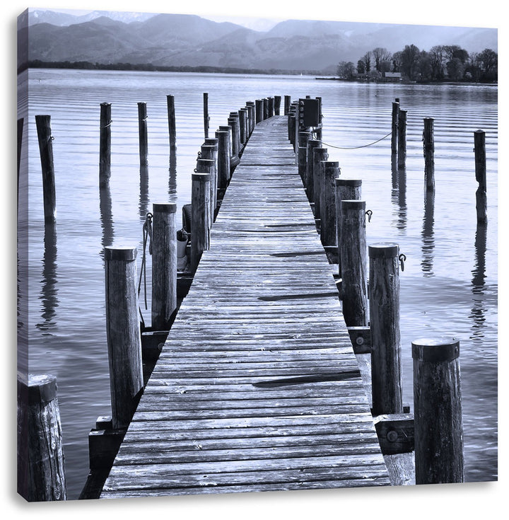 Pixxprint Langer Holzsteg ins Meer als Leinwandbild/Grösse: 70x70 cm/Wandbild/Kunstdruck/fertig besp