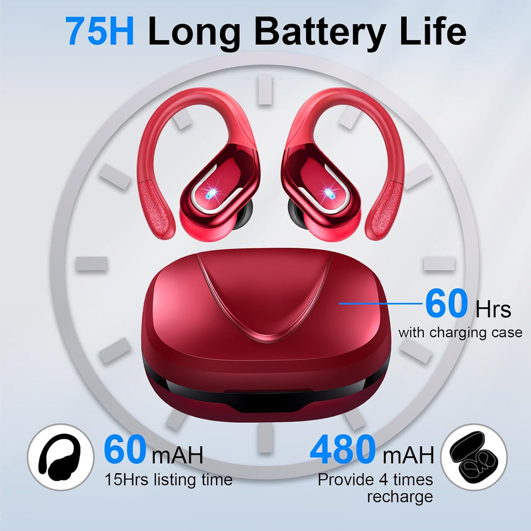 Litinst Bluetooh Kopfhörer Sport, Kabellos Bluetooh 5.3 Stereo mit Mic, 60std Spielzeit, Dual LED An