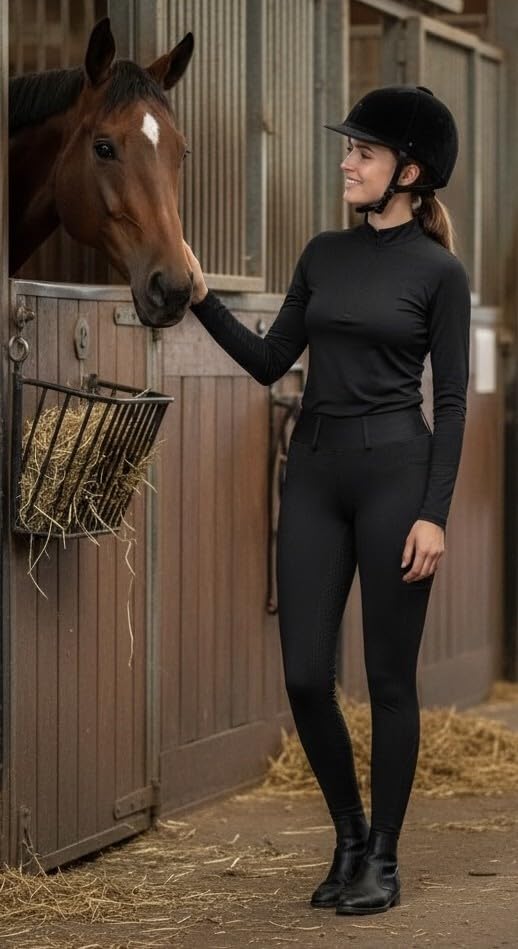 PFIFF 103100 Damen Reitleggings „Selina“ mit Handytasche L Schwarz, L Schwarz
