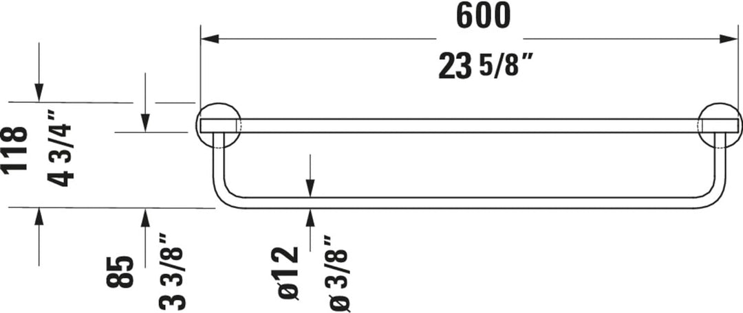 Duravit Handtuchablage Starck T, Wandmontage, 61 cm, Chrom Handtuchablage Chrom, Handtuchablage Chro
