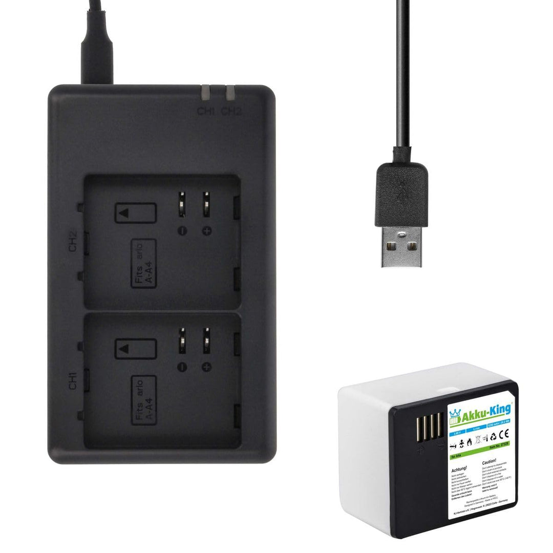 2-Fach Ladestation + Akku Li-Ion 5250mAh - kompatibel mit Netgear Arlo A-4a - für Arlo Ultra, Ultra