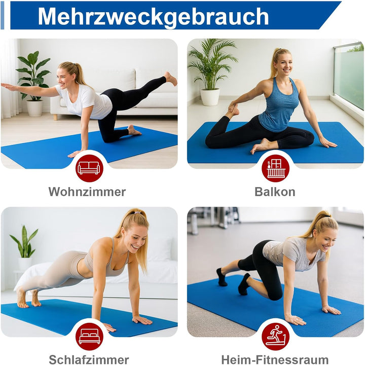 Stepwaver XXL-Fitnessmatte, 183x122 / 213x146 / 243x146cm (6mm) Dicke Trainingsmatte für Heimstudio