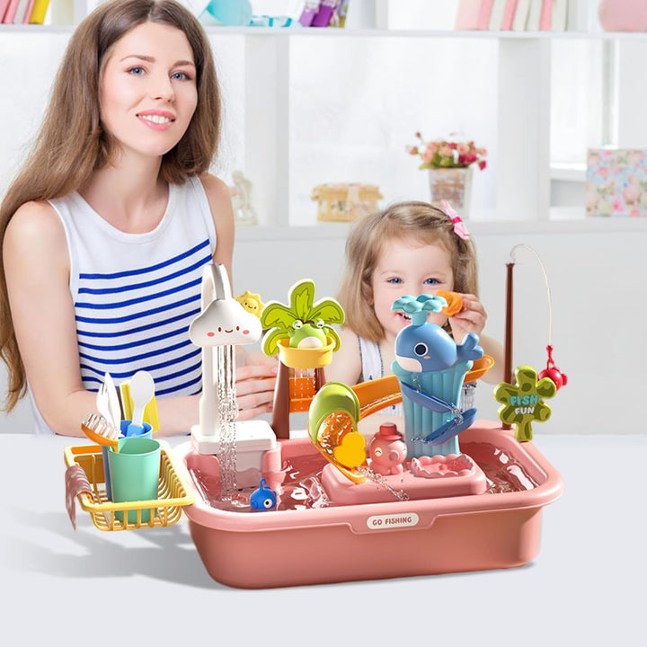 Kinder-Wassertisch, abnehmbares elektrisches Spielbecken mit fliessendem Wasser, pädagogisches Spiel