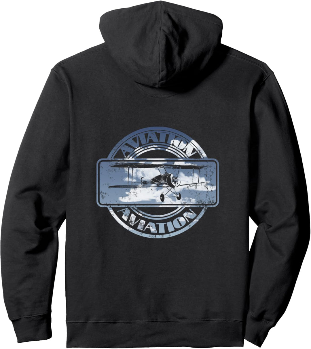Vintage Retro Aviation Doppeldecker Pilotenabzeichen Pullover Hoodie