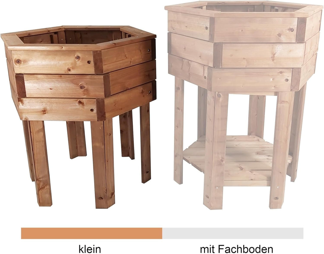 NATIV Hochbeet sechseckig | formschöner Pflanzkasten aus Holz in Wabenform | braun, imprägniert | St