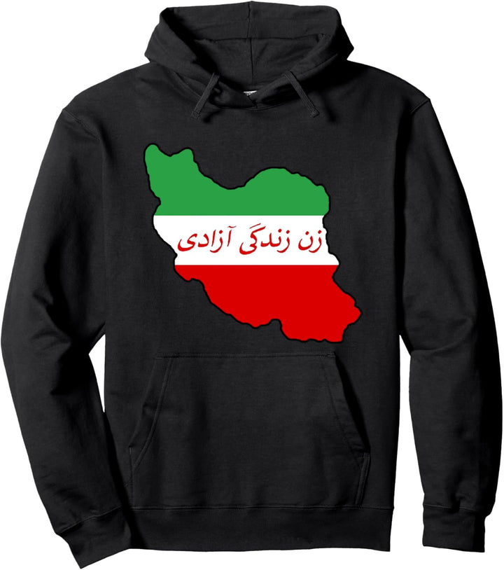 Zan Zendegi Azadi mit Karte und Flaggencolos Pullover Hoodie