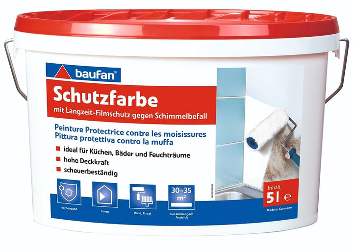 Baufan Antischimmelfarbe - 5l I Schimmel Wandfarbe mit Filmkonservierung zum Langzeitschutz vor Schi