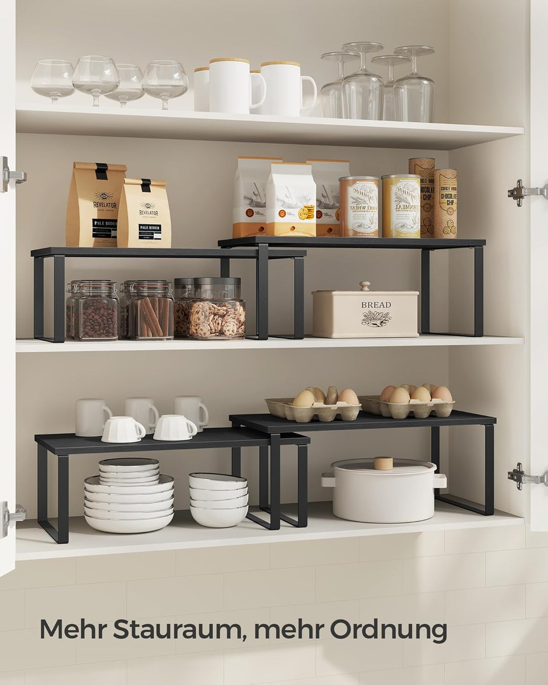 SONGMICS Gewürzregal, 2er Set Küchen-Organizer, Küchenregal, Schrank-Organizer Küche, erweiterbar, k