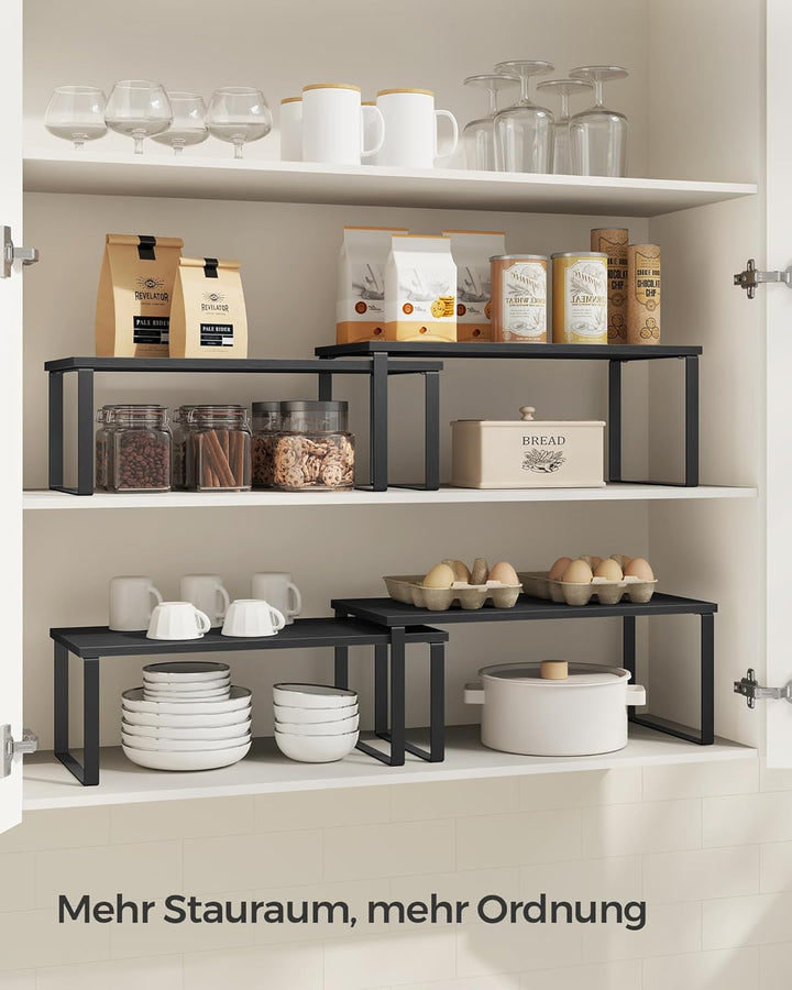 SONGMICS Gewürzregal, 2er Set Küchen-Organizer, Küchenregal, Schrank-Organizer Küche, erweiterbar, k