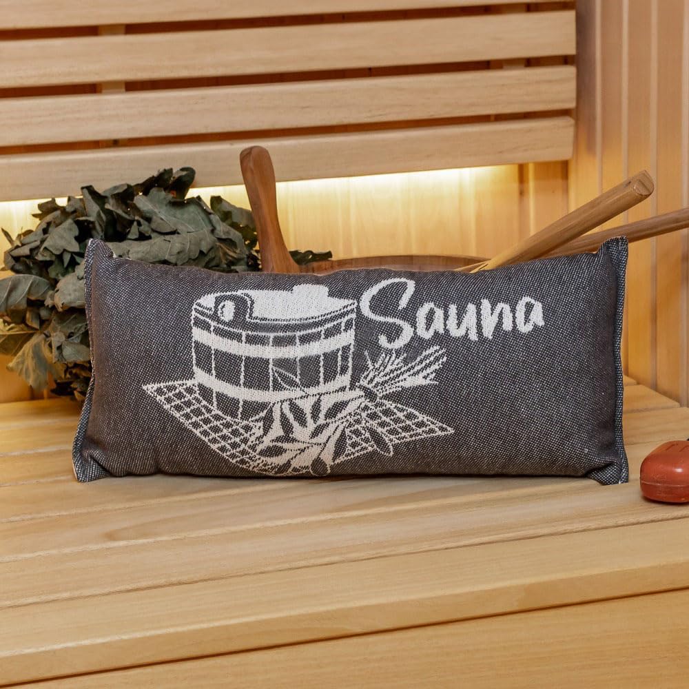 Ger3as Saunakissen Reisekissen, Baumwolle 100% Saunakissen, 50 x 22 cm Sauna Kopfkissen (Grau/Weiss)