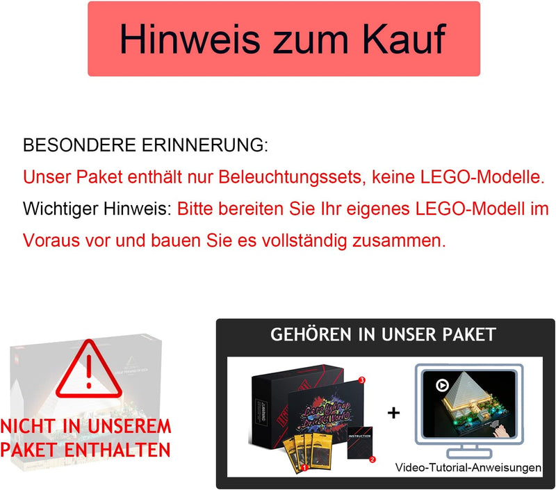 Led Beleuchtungs Set für Lego 21058 Architecture Cheops-Pyramide Bausatz (Ohne Lego Set, Nur Lichter