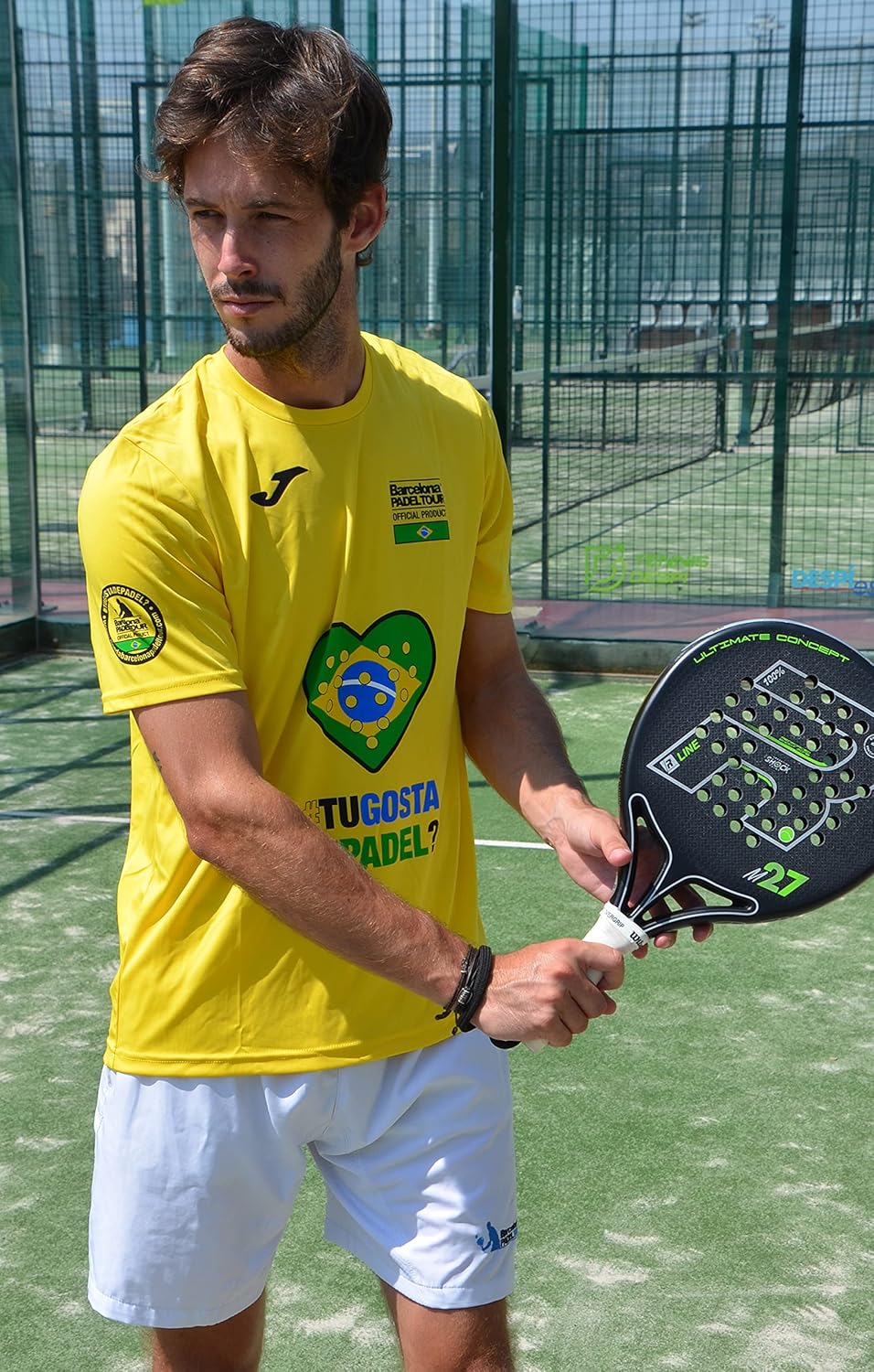Barcelona Padel Tour - Joma Men's Short Sleeve Crew - Atmungsaktives Micro Mesh Gewebe mit Love Pade