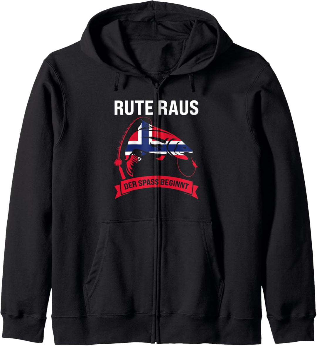 rute raus der spass beginnt Norwegisch Angeln Norwegen Kapuzenjacke