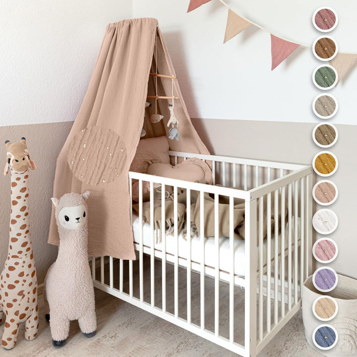 lilimaus Betthimmel Babybett mit Gold Applikation in 12 Farben [inkl. Himmelstange] - Himmel Babybet